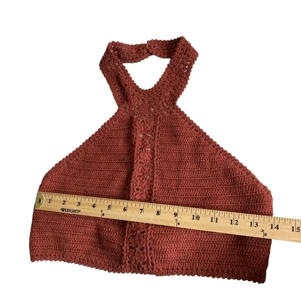 American Eagle Crochet Knit Halter Crop Top‎ Women’s Size XS New - Picture 4 of 7